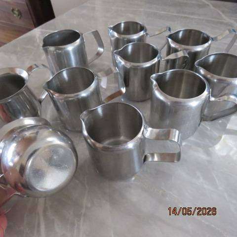 10 x Stainless Steel 18-8 Small Milk Jugs for Serving Coffee or Tea