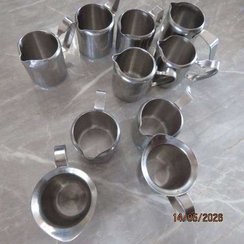 10 x Stainless Steel 18-8 Small Milk Jugs for Serving Coffee or Tea