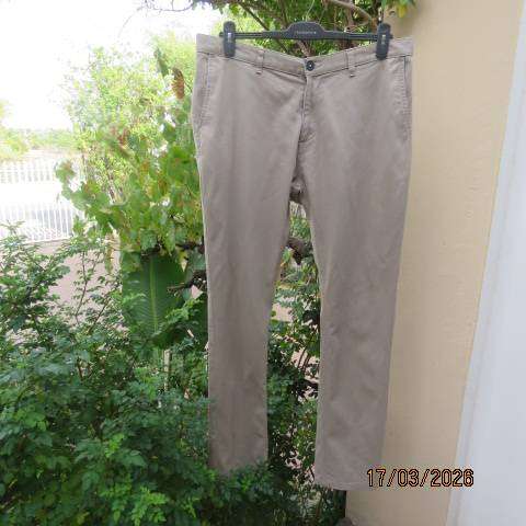 EXACT men's dark beige skinny cotton stretch pants with side pockets, size 38