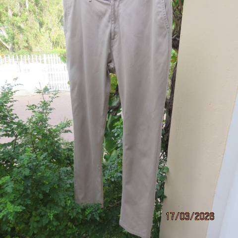 EXACT men's dark beige skinny cotton stretch pants with side pockets, size 38