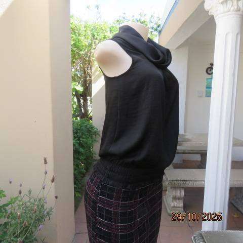 KELSO soft black polyester cowl neck blouson top with elasticated band. Size 30