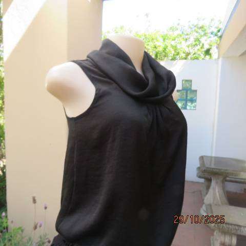 KELSO soft black polyester cowl neck blouson top with elasticated band. Size 30