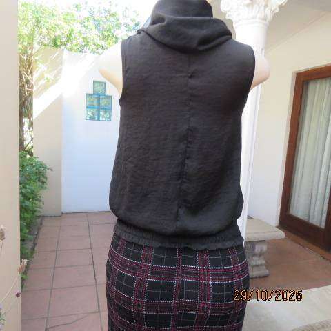KELSO soft black polyester cowl neck blouson top with elasticated band. Size 30
