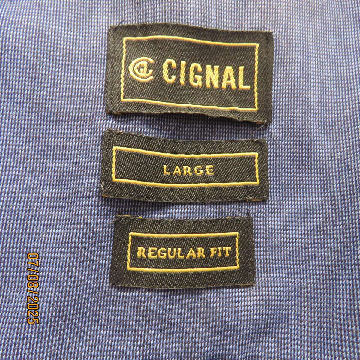 CIGNAL men's modern long sleeve mottle blue shirt-grey elbow patched. Size Large