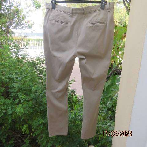 EXACT men's dark beige skinny cotton stretch pants with side pockets, size 38
