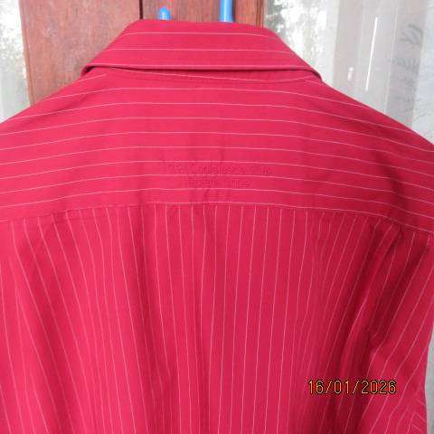 BIZ Collection size 2XL dark red with white vertical stripes in polycotton. One pocket.