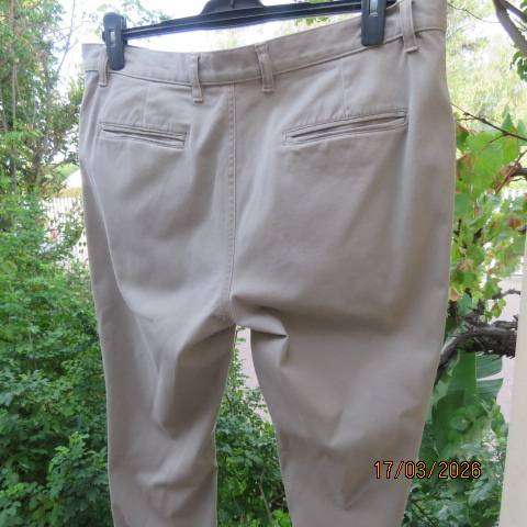 EXACT men's dark beige skinny cotton stretch pants with side pockets, size 38