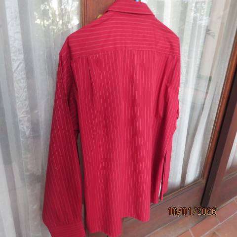 BIZ Collection size 2XL dark red with white vertical stripes in polycotton. One pocket.
