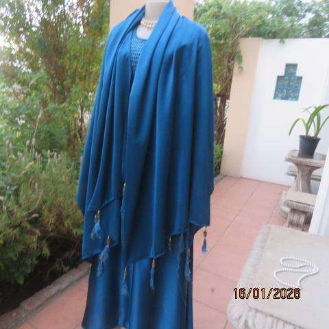 PLEZER teal colour 3 pc outfit from Mumbai in silky satin-fully lined. Richly embellished. Size 36