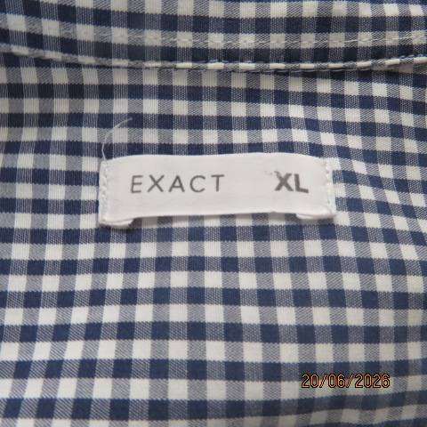 EXACT white and navy small check long sleeve shirt in 100% cotton, size XL