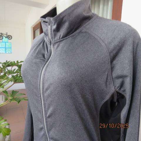 SPORT Real Clothing grey and black stretch polyester long sleeve zip-up jacket. Size 36