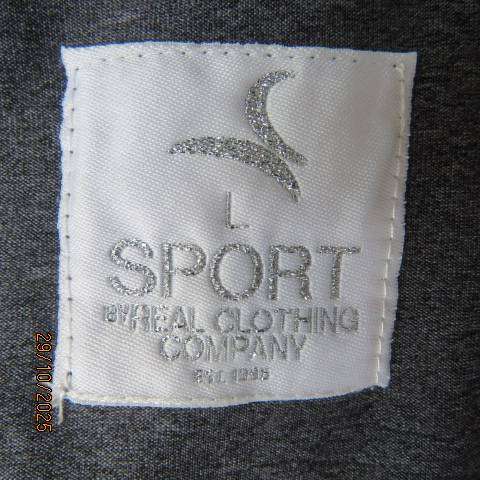 SPORT Real Clothing grey and black stretch polyester long sleeve zip-up jacket. Size 36
