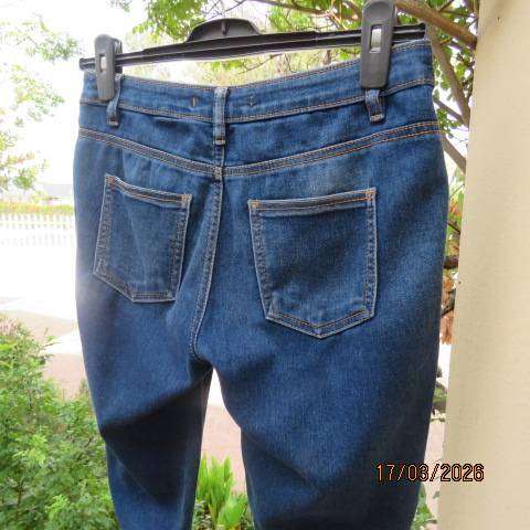 RED blue denim cropped jeans for women, stretch polycotton, size 30-32