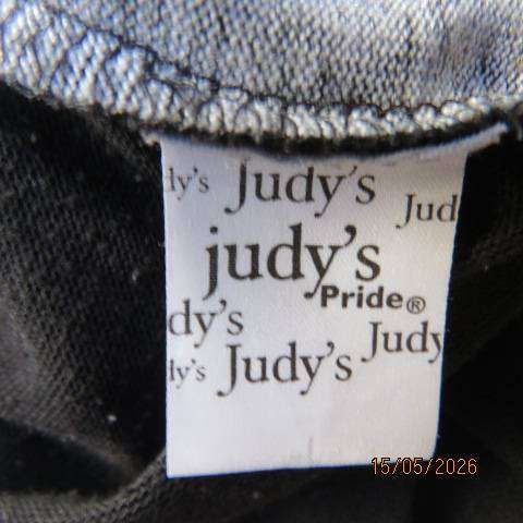 Judy's Pride black polycotton open top with floral print front inlay, size 42