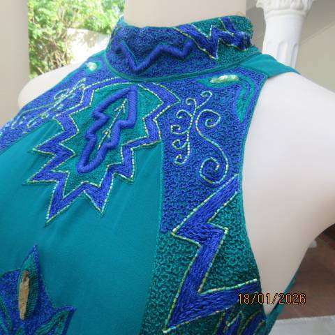 PLEZER from Mumbai jade green 3 pc outfit in sheer polyester.Luxury embellishment. Size 34.