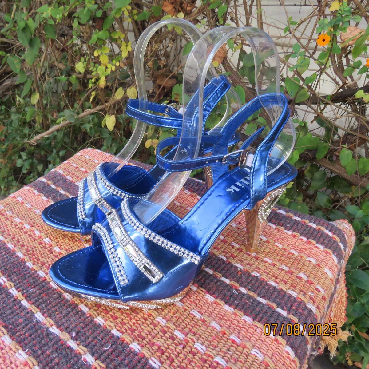 Salik royal blue-silver evening high heel sandals