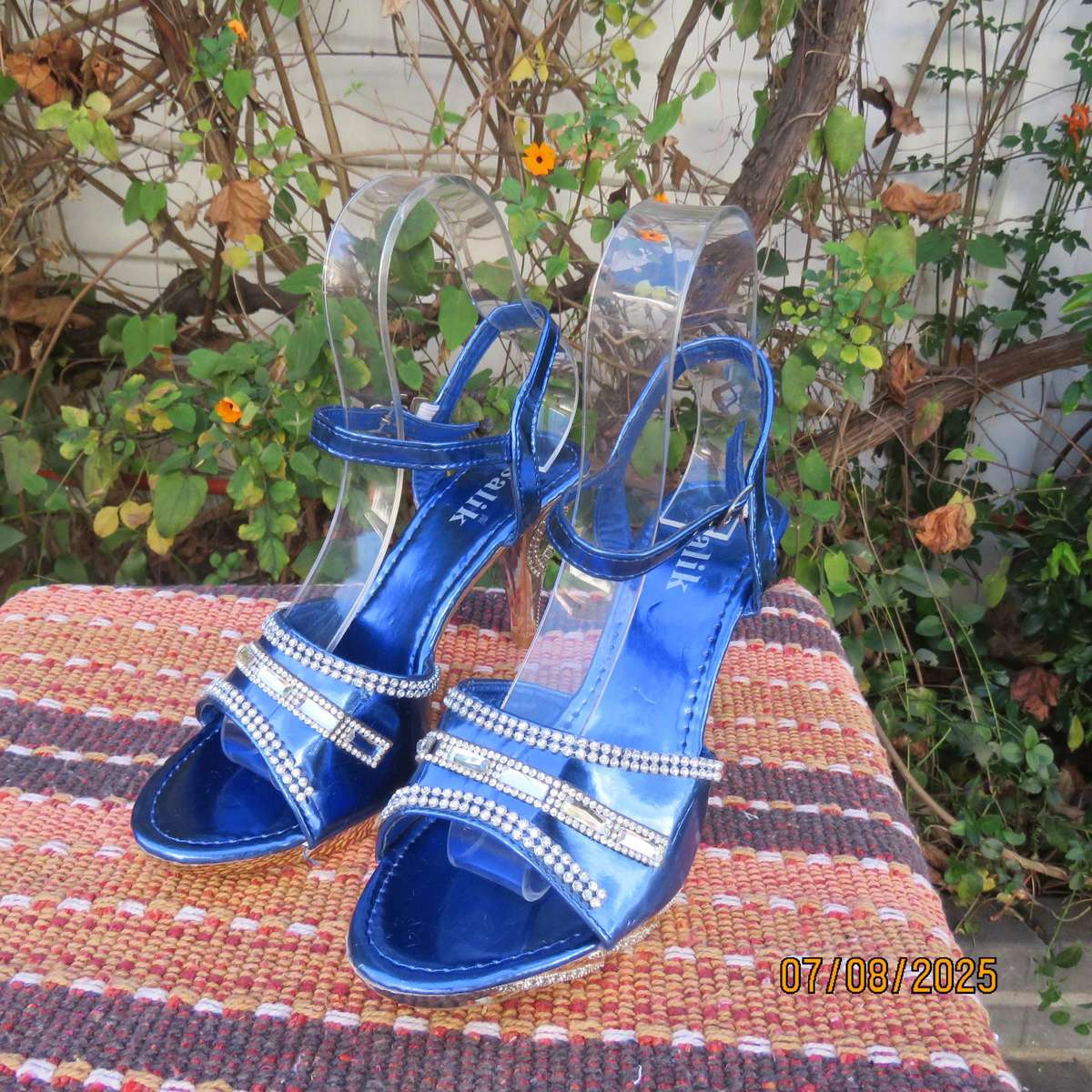 Salik royal blue-silver evening high heel sandals