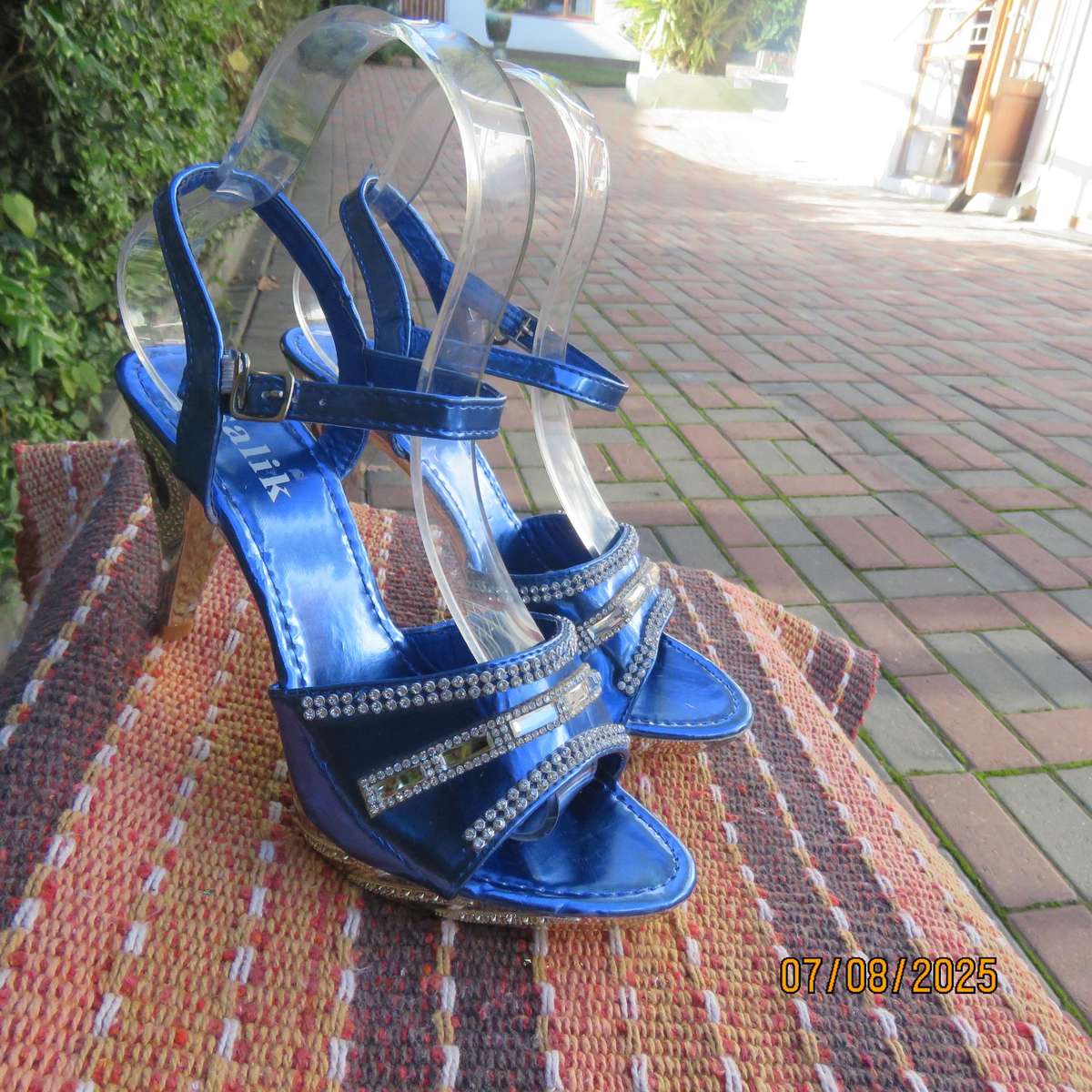 Salik royal blue-silver evening high heel sandals