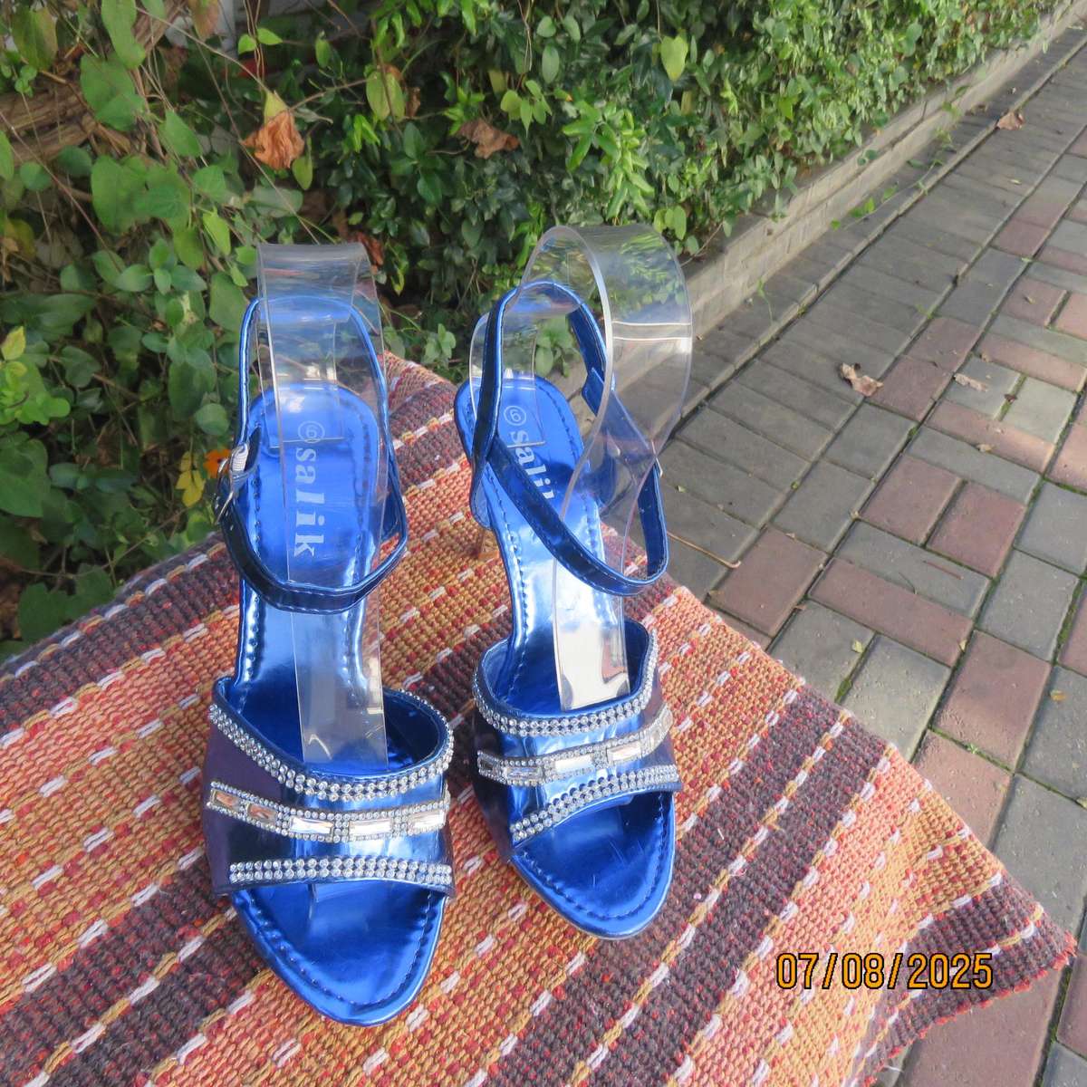 Salik royal blue-silver evening high heel sandals