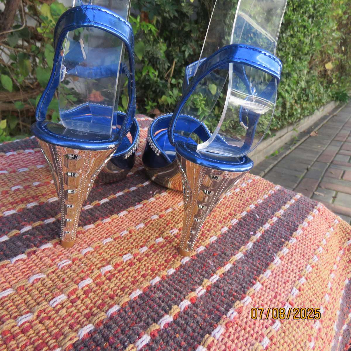 Salik royal blue-silver evening high heel sandals