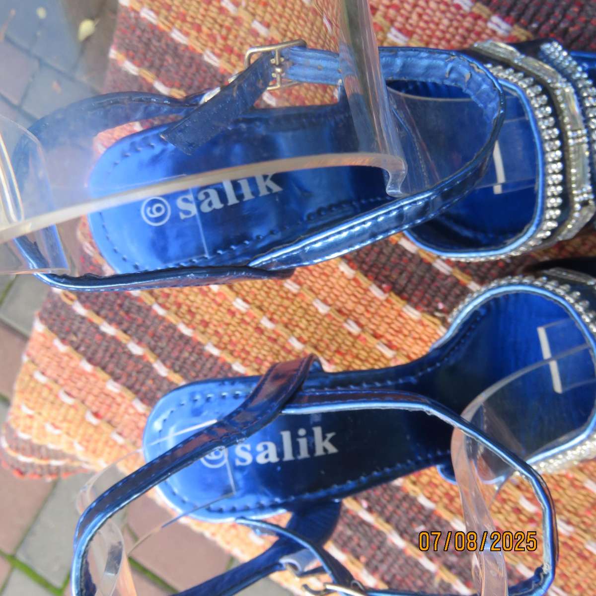 Salik royal blue-silver evening high heel sandals