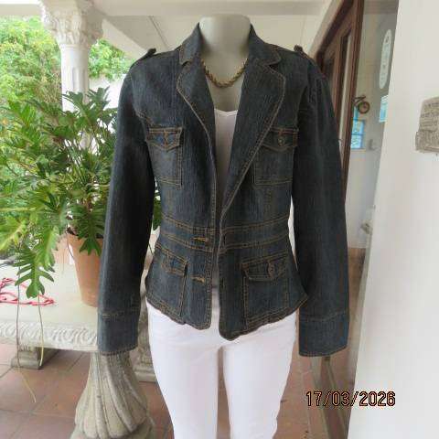 Network navy blue denim long sleeve jacket size 38 with 2 button closure and pockets