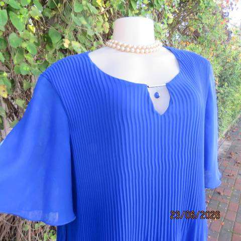MILADYS royal blue permanent pleated slip-over sheer polyester fully lined dress size 42-44