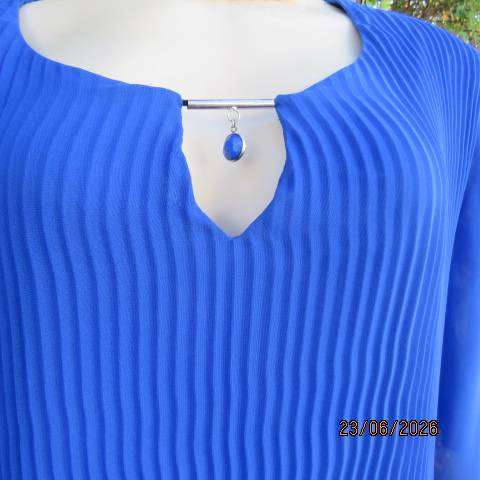 MILADYS royal blue permanent pleated slip-over sheer polyester fully lined dress size 42-44
