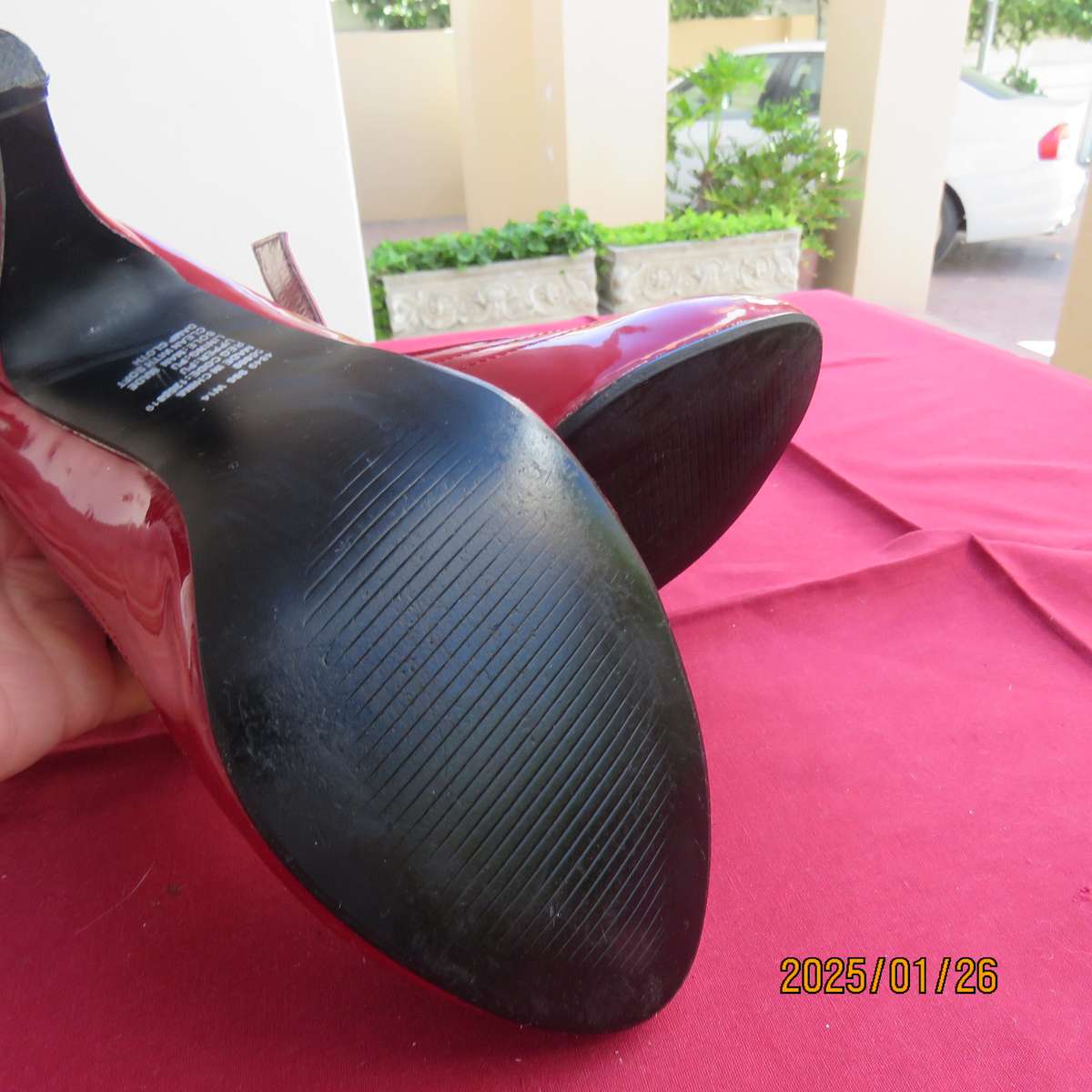 Stunning pair of high heel red patent leather size 4 shoes by INWEAR. As new condition.