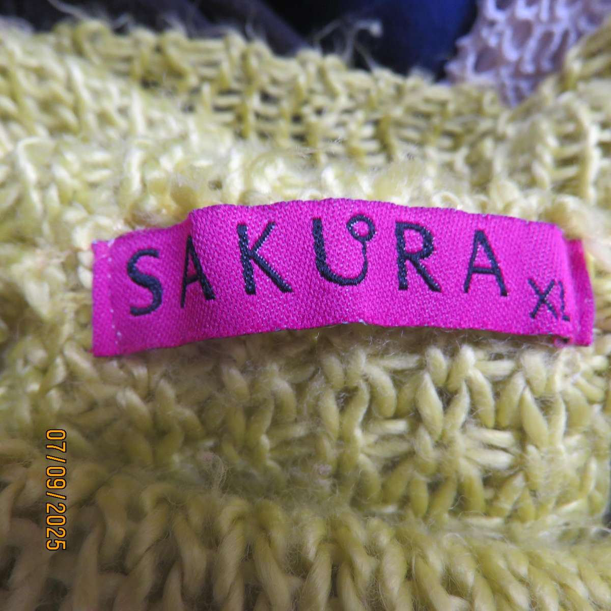 SAKURA long acrylic knit top in corn yellow. Short wide raglan sleeves. Poloneck. Size 40-42