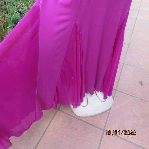 Magenta pink floor length stretch polyester floor length evening dress in size 34