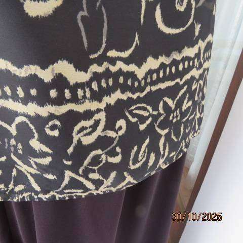 TRUWORTHS black sheer polyester long sleeve top with cream flowers. Size 40