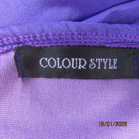 Purple Stretch Polyester Long Evening Dress with Fold Over Bust - Size 36
