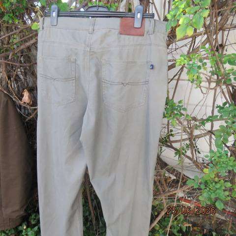 POLO men's grey cotton pants with stretch, straight legs, front & back pockets, size 38
