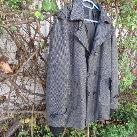 ZARA Man thin black-grey striped double breast look lined long sleeve jacket size Large