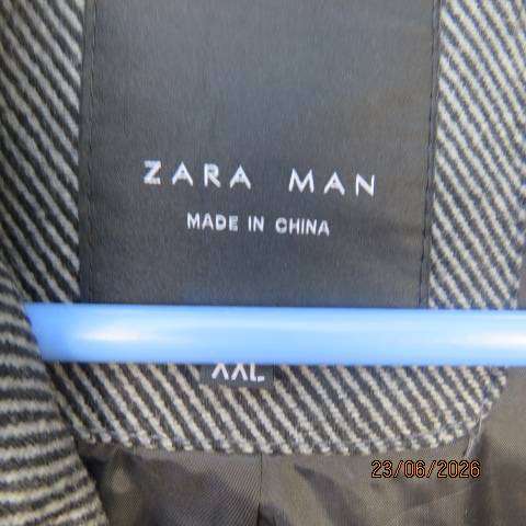 ZARA Man thin black-grey striped double breast look lined long sleeve jacket size Large