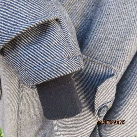 ZARA Man thin black-grey striped double breast look lined long sleeve jacket size Large