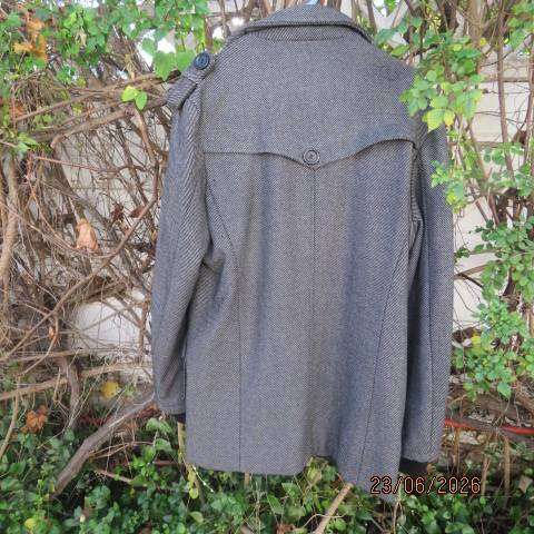 ZARA Man thin black-grey striped double breast look lined long sleeve jacket size Large