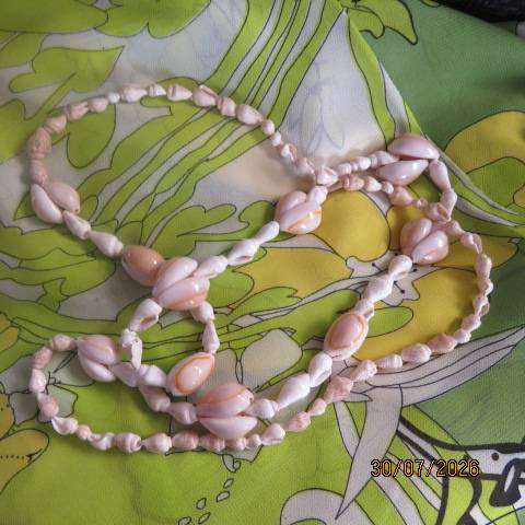 Handmade cowrie shell necklace natural coastal sea shells protection symbol - 84cm long