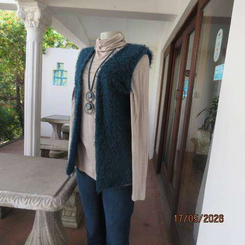 Urban College dark jade fluffy polycotton sleeveless open waistcoat lined size 34-36