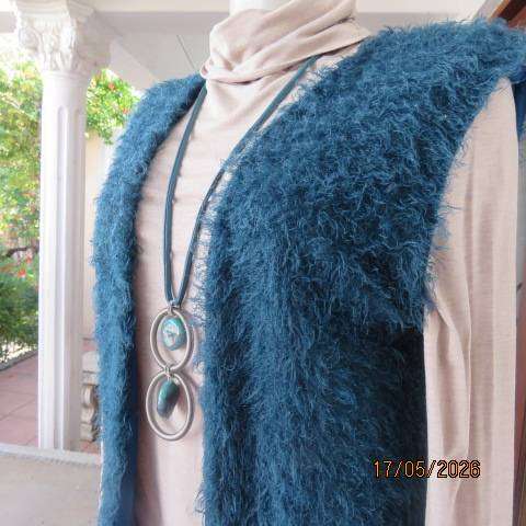 Urban College dark jade fluffy polycotton sleeveless open waistcoat lined size 34-36