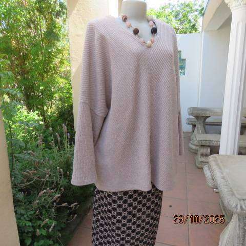 NUTMEG knitted beige polyester-viscose stretch slip over long sleeve top. From U.K. Size 46