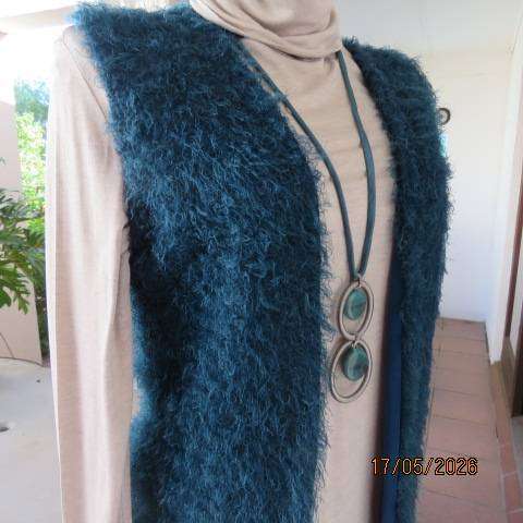 Urban College dark jade fluffy polycotton sleeveless open waistcoat lined size 34-36