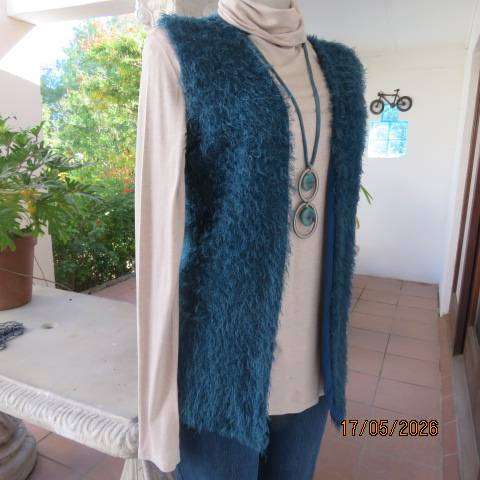 Urban College dark jade fluffy polycotton sleeveless open waistcoat lined size 34-36