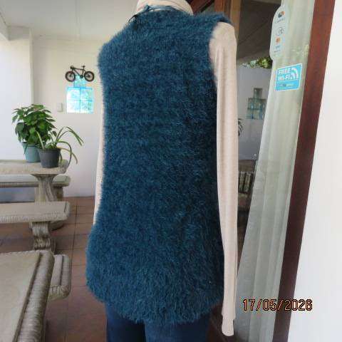 Urban College dark jade fluffy polycotton sleeveless open waistcoat lined size 34-36