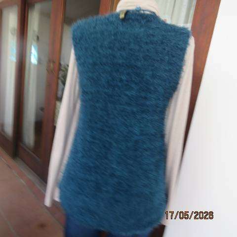 Urban College dark jade fluffy polycotton sleeveless open waistcoat lined size 34-36