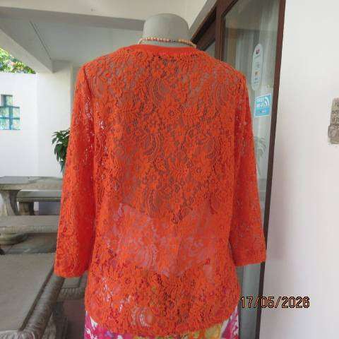 Miladys long sleeve vivid orange acrylic stretch lace slip-over top size 36