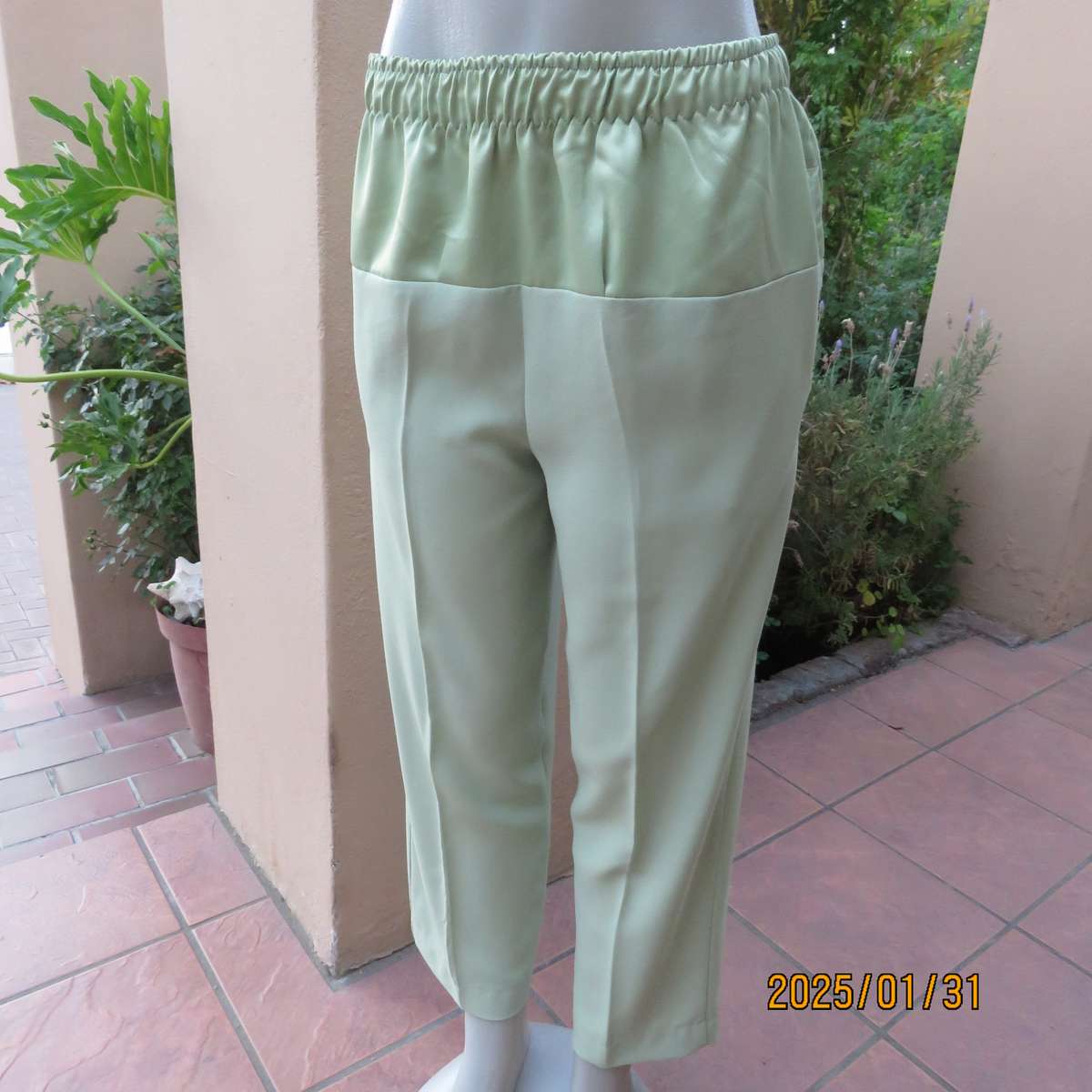 Light Avo colour Pants with Wide Satin Yoke size 36