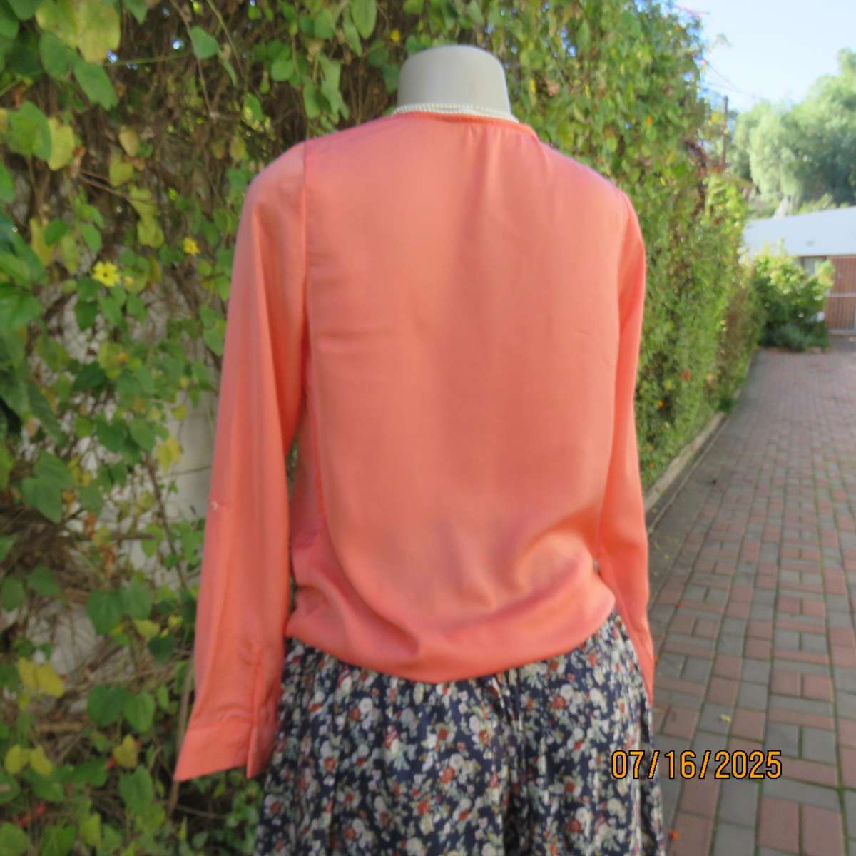 TRAFALUC  ZARA coral colour long sleeve cross over luxury polyester top. Size 35