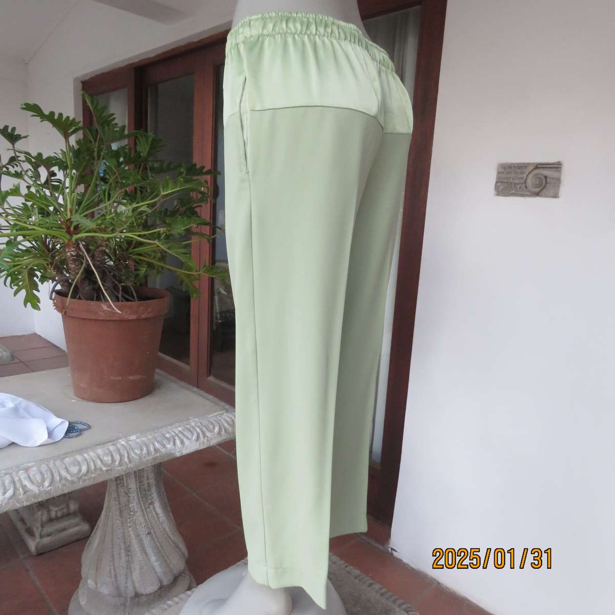 Light Avo colour Pants with Wide Satin Yoke size 36
